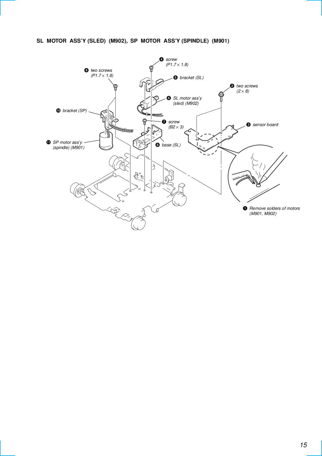 Sony MDX-C6500RV service manual SL Motor ASS’Y Sled M902, SP Motor ASS’Y Spindle M901 