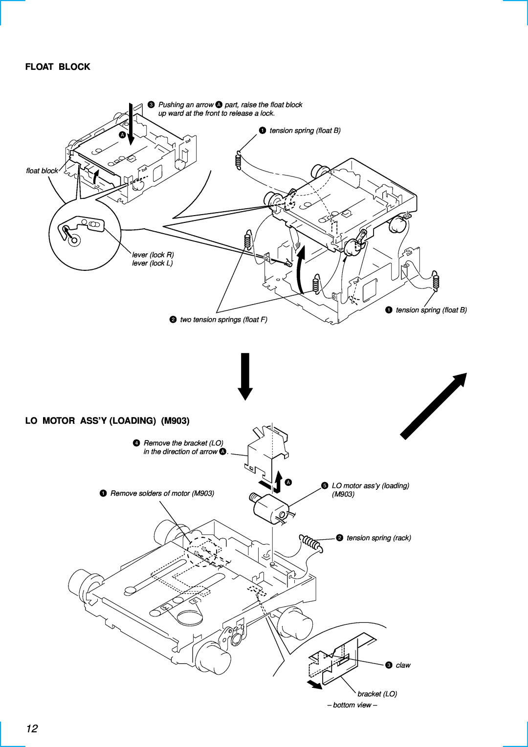 Sony MDX-C6500RV service manual Float Block, LO MOTOR ASS’Y LOADING M903, tension spring float B, LO motor ass’y loading 