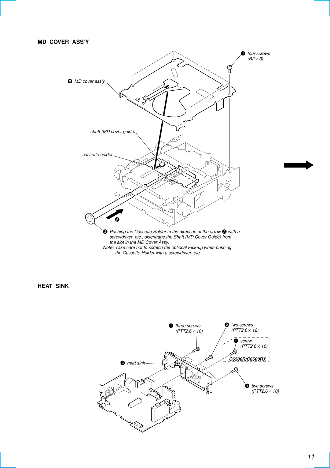 Sony MDX-C6500RX service manual MD Cover ASS’Y, Heat Sink 