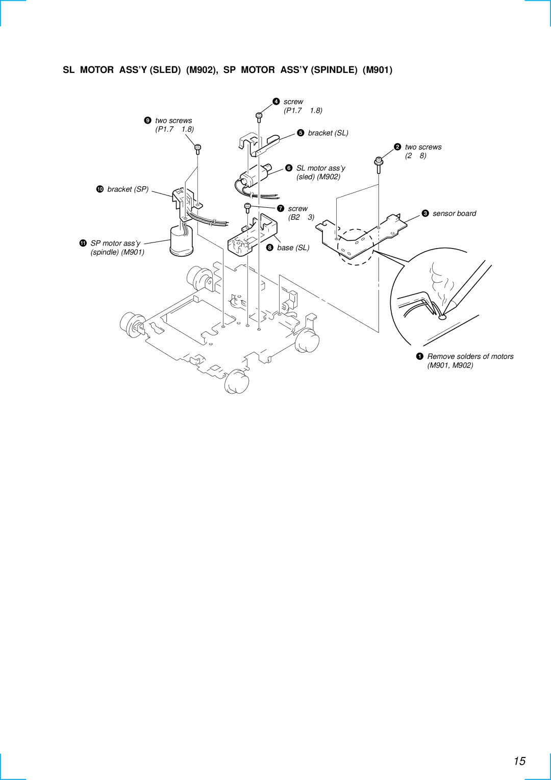 Sony MDX-C6500RX service manual SL Motor ASS’Y Sled M902, SP Motor ASS’Y Spindle M901 