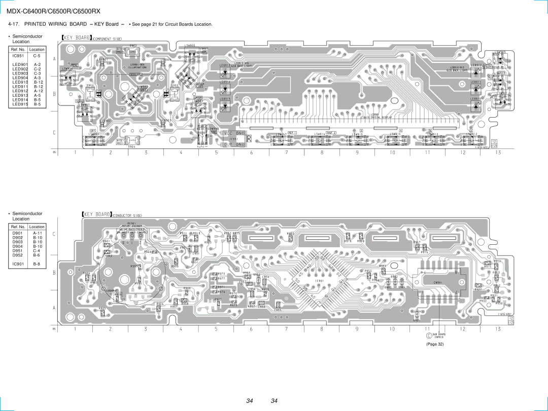 Sony MDX-C6500RX service manual Ref. No Location D901 D902 D903 D904 D951 D952 IC901 