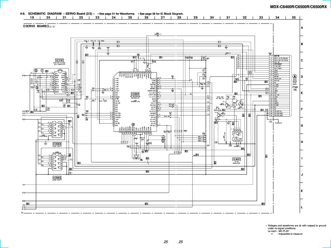 Sony MDX-C6500RX service manual MDX-C6400R/C6500R/C6500RX, Page, no mark MD PLAY ∗ Impossible to measure 