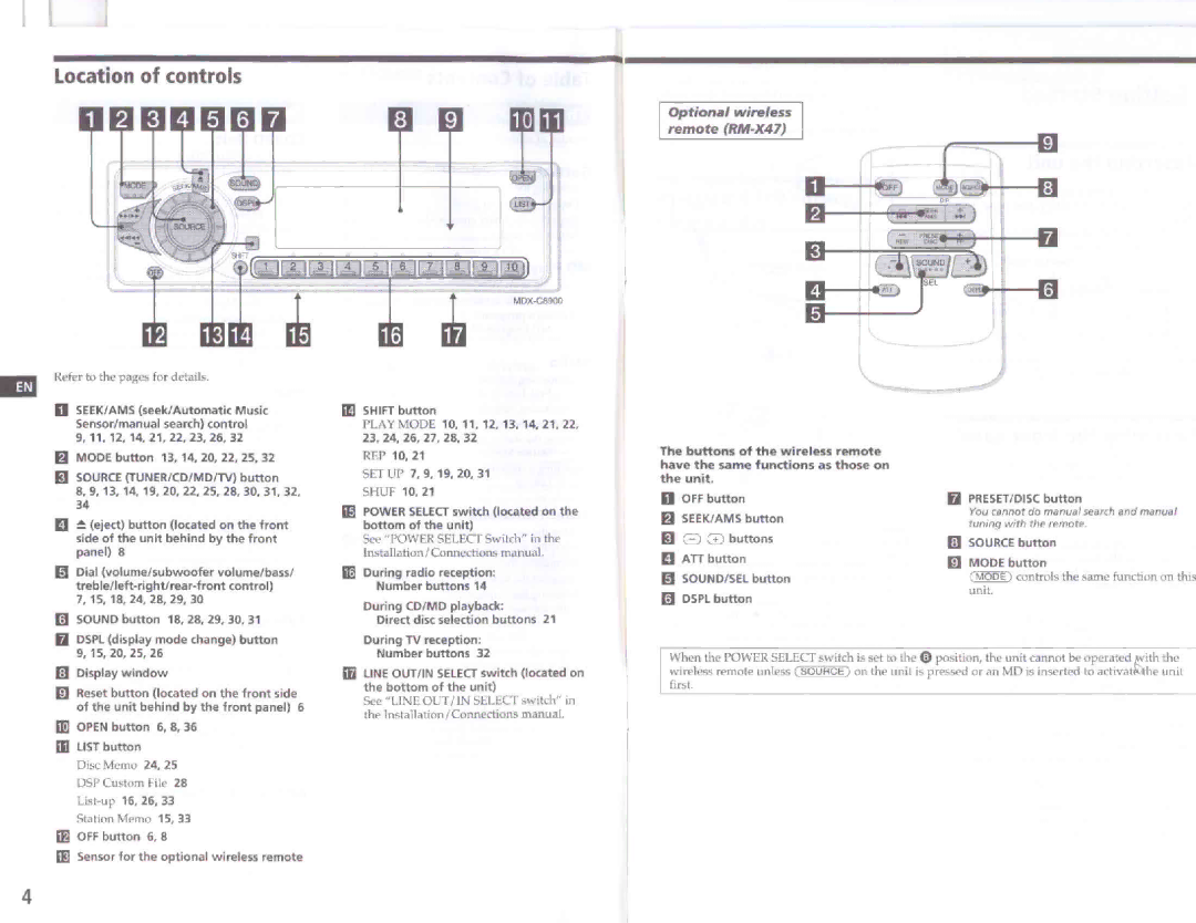 Sony MDX-C8900 manual 