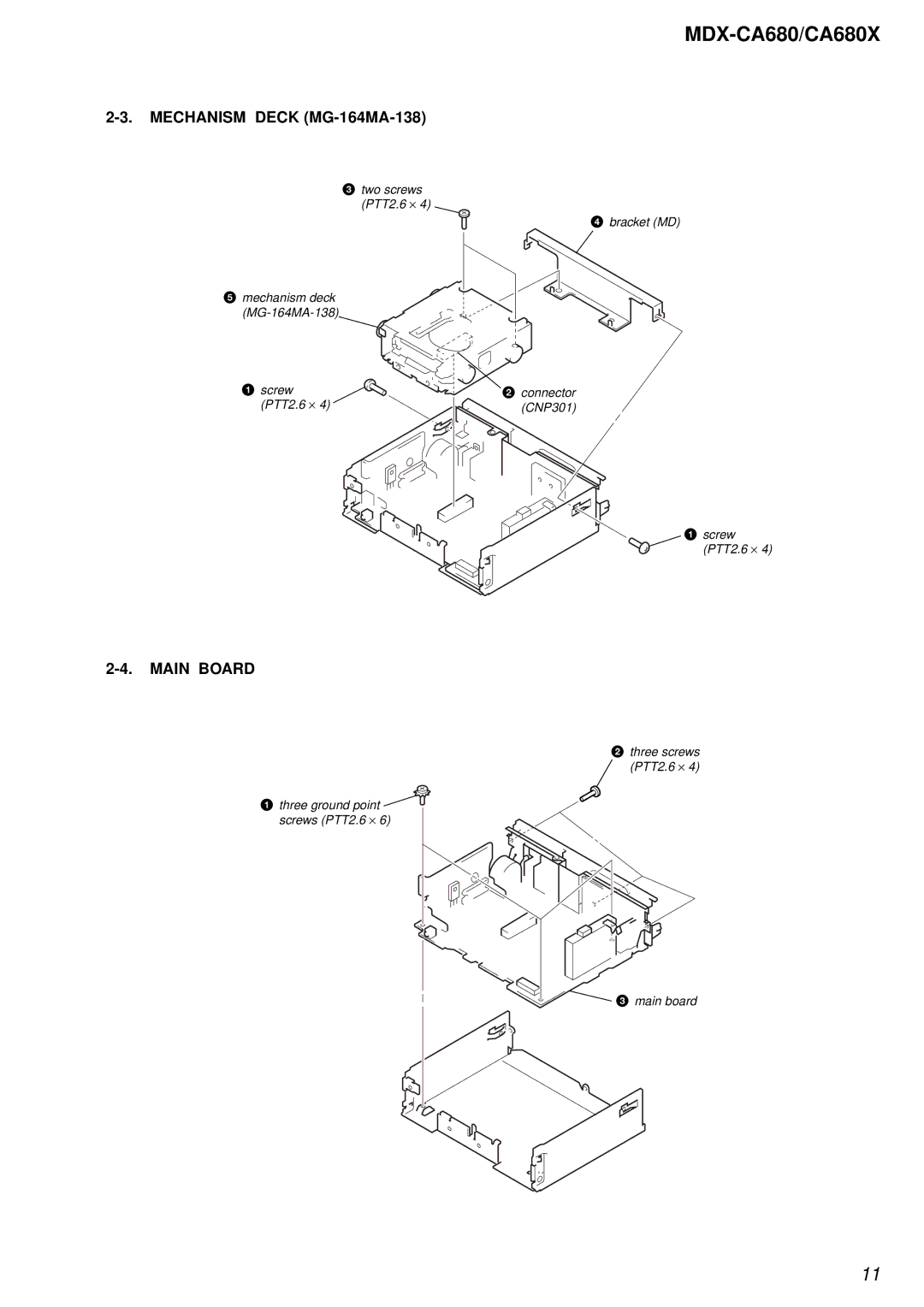 Sony MDX-CA680 service manual Mechanism Deck MG-164MA-138, Main Board 