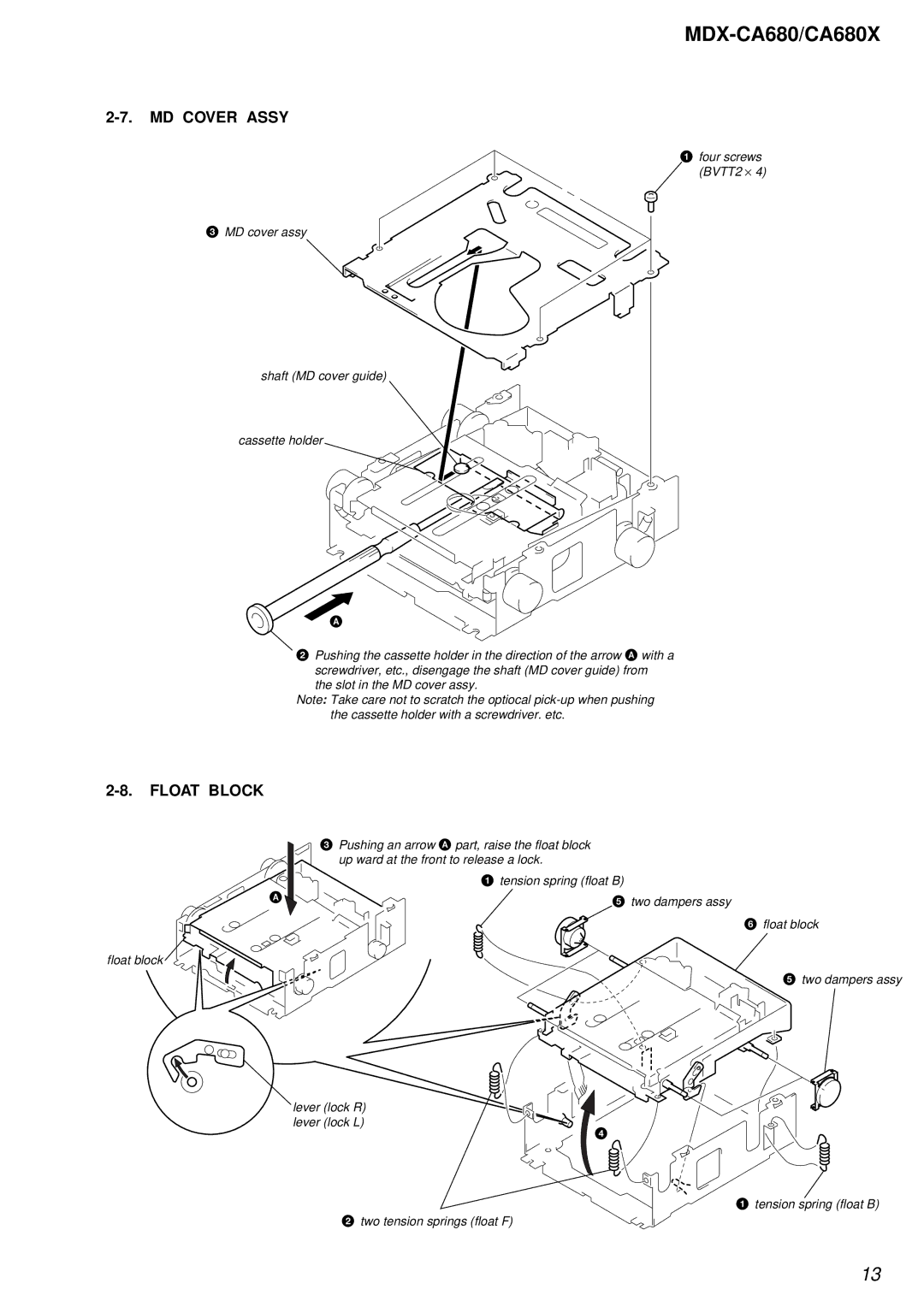 Sony MDX-CA680 service manual MD Cover Assy, Float Block 