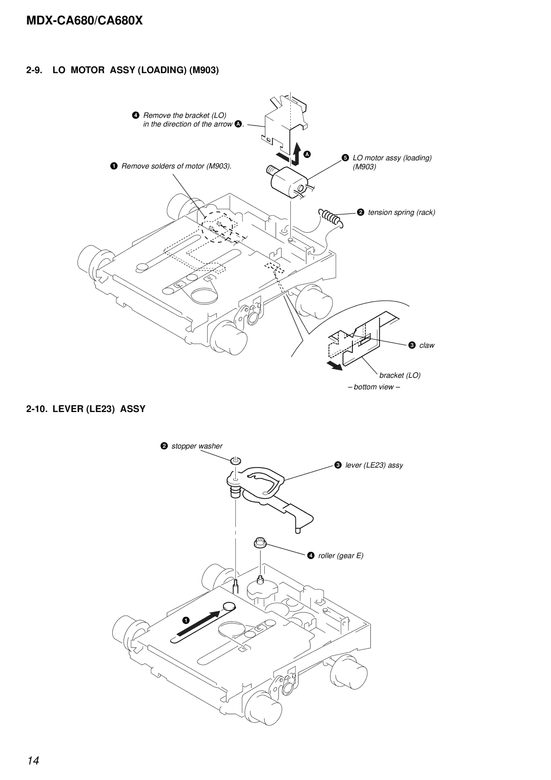 Sony MDX-CA680 service manual LO Motor Assy Loading M903, Lever LE23 Assy 