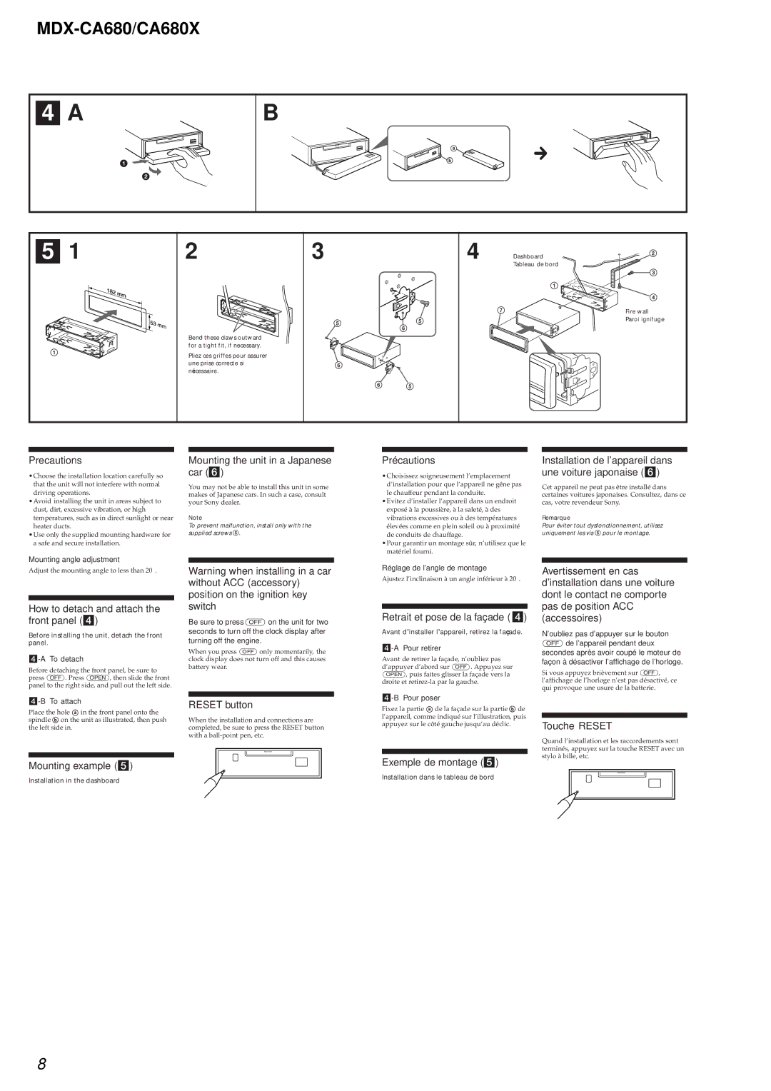 Sony MDX-CA680 service manual Precautions 