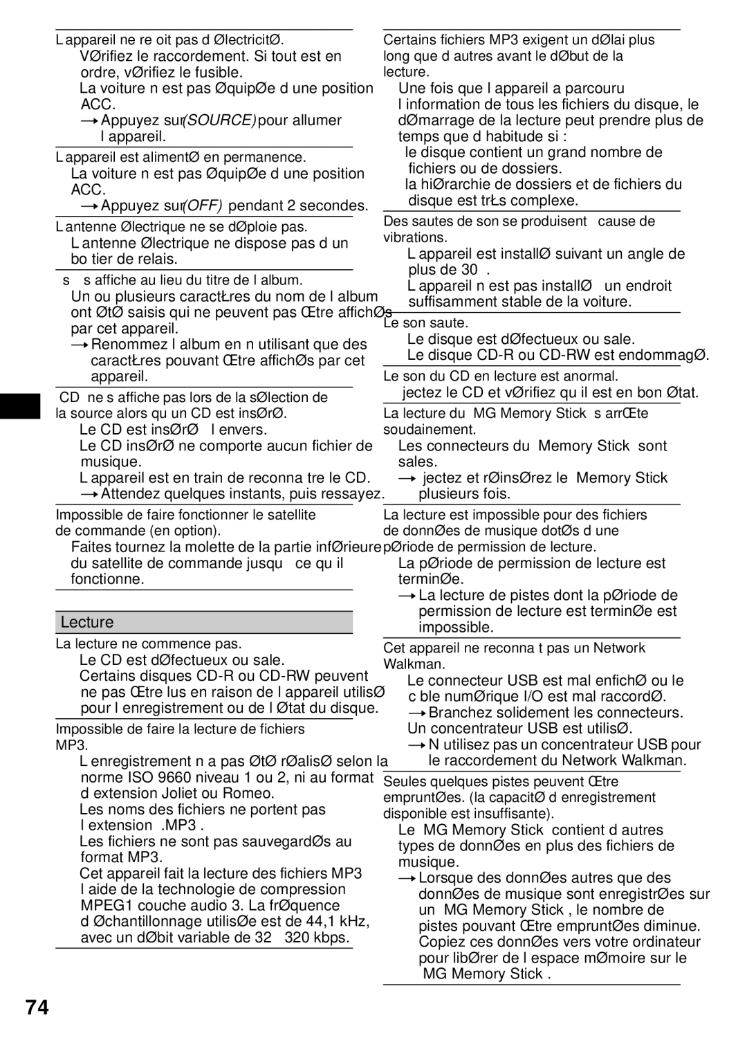 Sony MEX-1HD operating instructions Lecture 