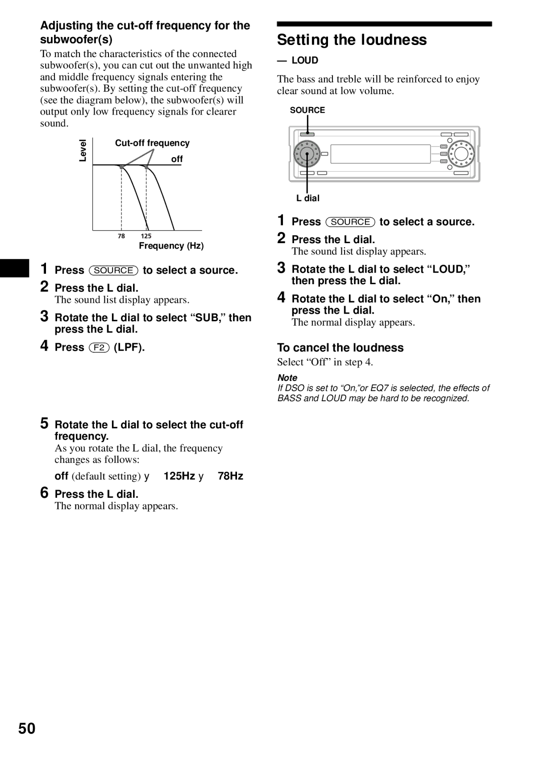 Sony MEX-1HD operating instructions Adjusting the cut-off frequency for the subwoofers 