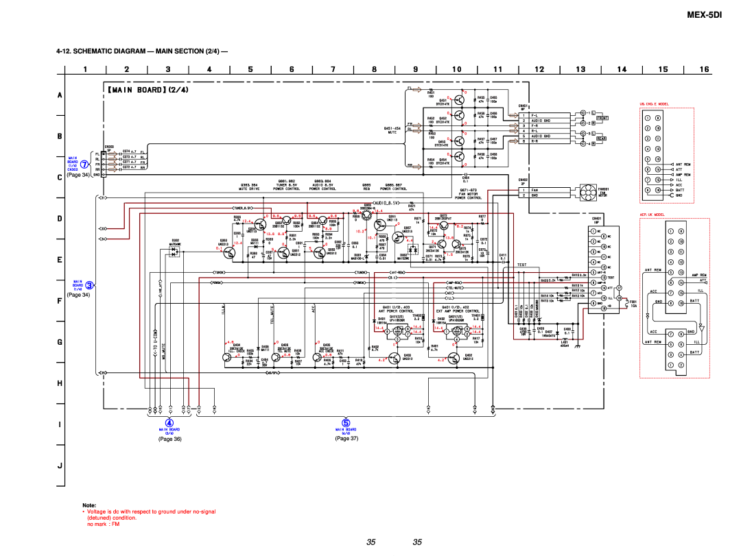 Sony MEX-5DI service manual SCHEMATIC DIAGRAM - MAIN /4, Page, no mark FM 