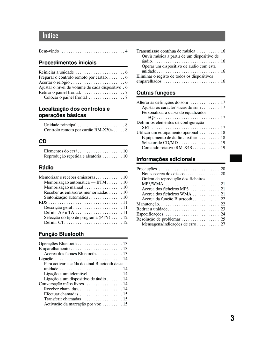 Sony MEX-BT2600 system manual Índice 