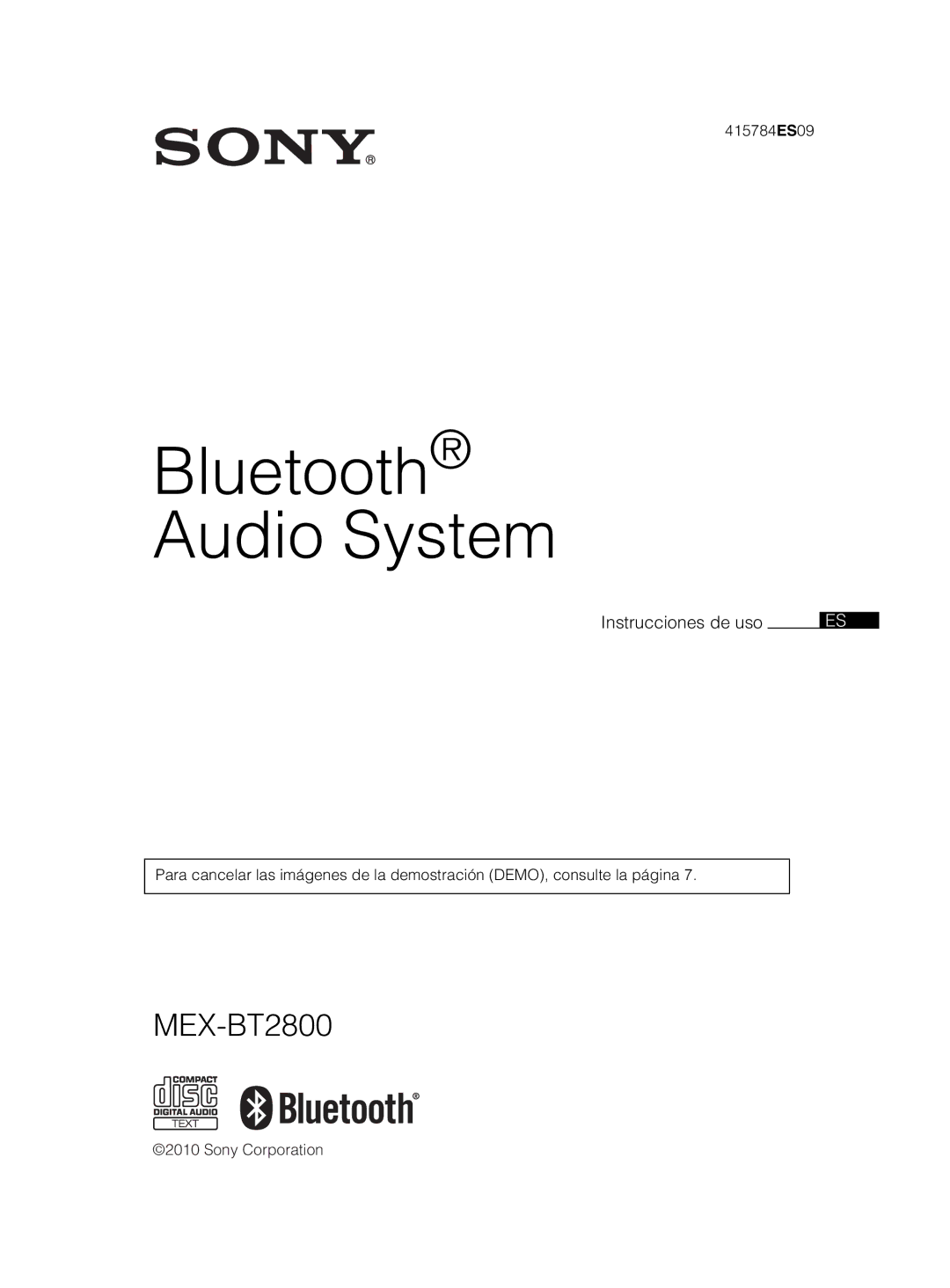 Sony MEX-BT2800 manual Bluetooth Audio System 