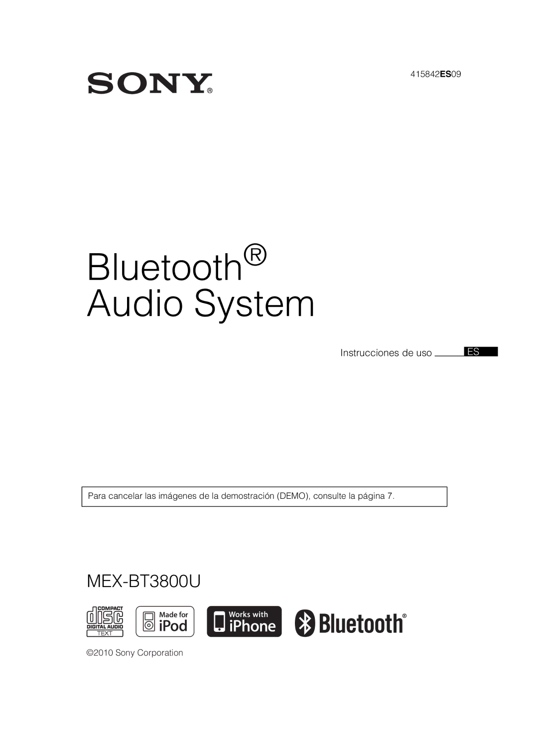 Sony MEX-BT3800U manual Bluetooth Audio System 