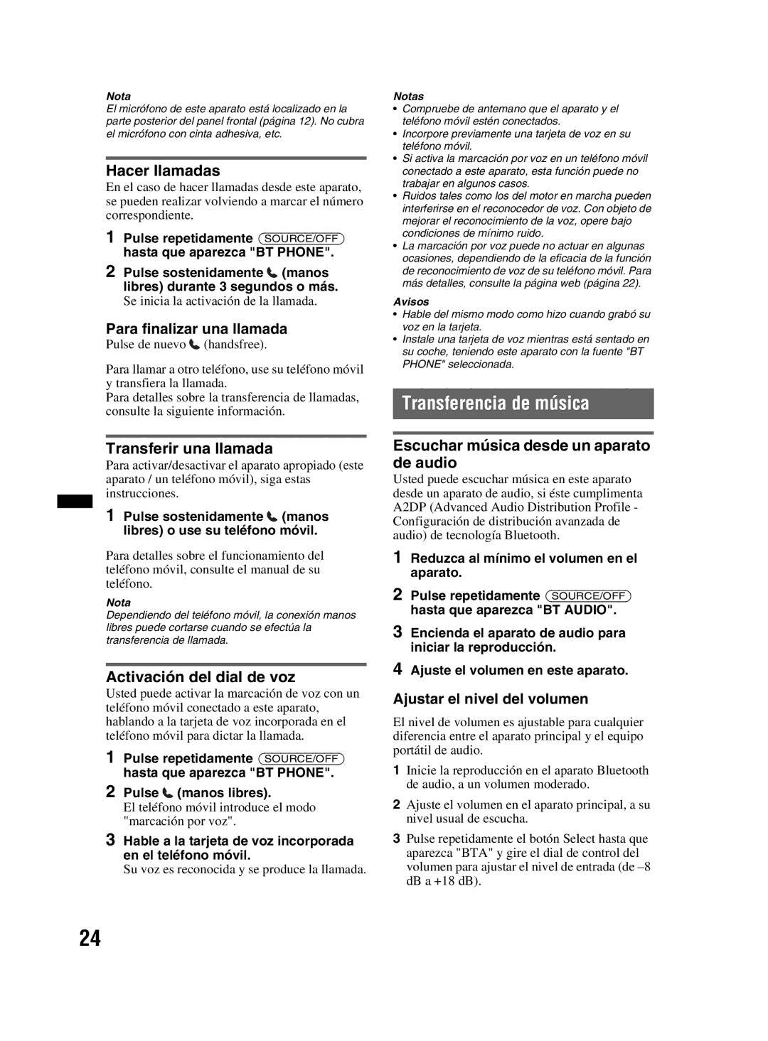 Sony MEX-BT3800U manual Transferencia de música 