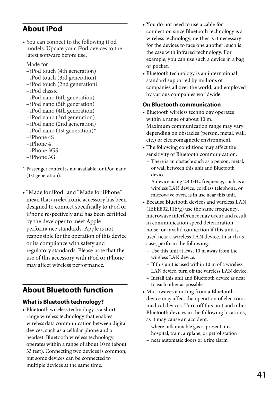 Sony MEX-GS600BT About iPod, About Bluetooth function, What is Bluetooth technology?, On Bluetooth communication 