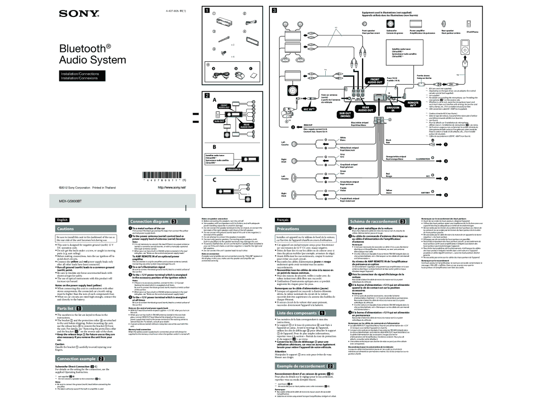 Sony MEX-GS600BT operating instructions Bluetooth Audio System 