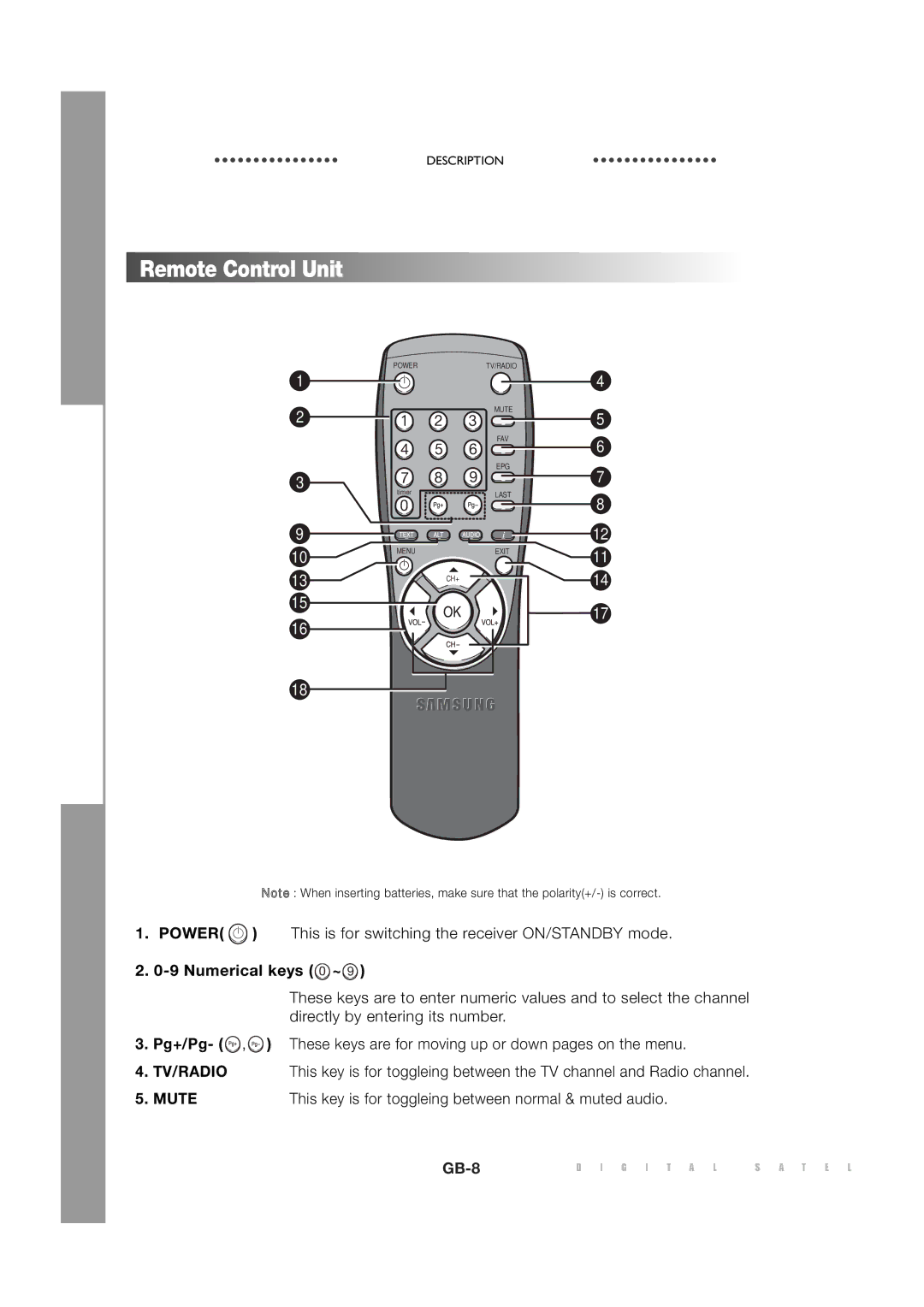 Sony MF68-00258A manual Numerical keys ~, This key is for toggleing between normal & muted audio 