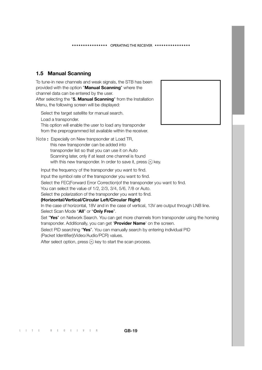 Sony MF68-00258A manual Manual Scanning, Horizontal/Vertical/Circular Left/Circular Right 