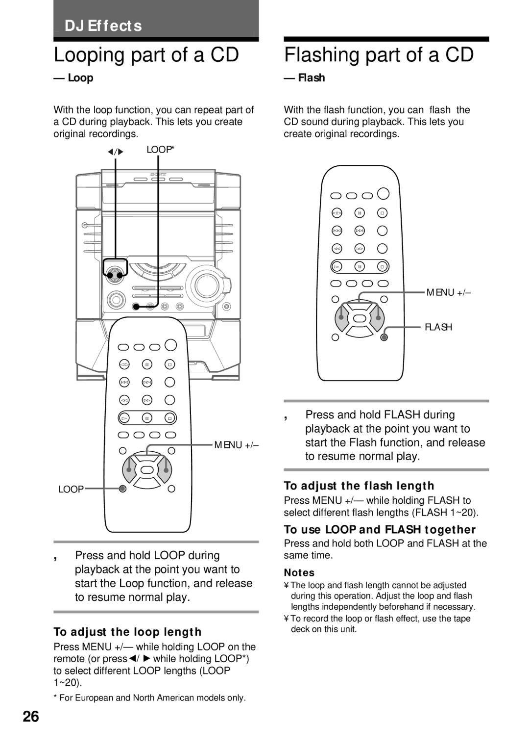 Sony MHC-DX9, MHC-BX9, MHC-DX7, MHC-DX5 manual Looping part of a CD, Flashing part of a CD 