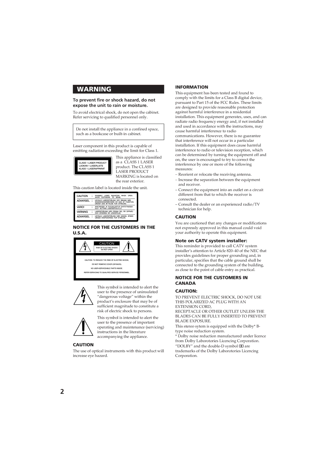 Sony MHC-D60 manual Information 