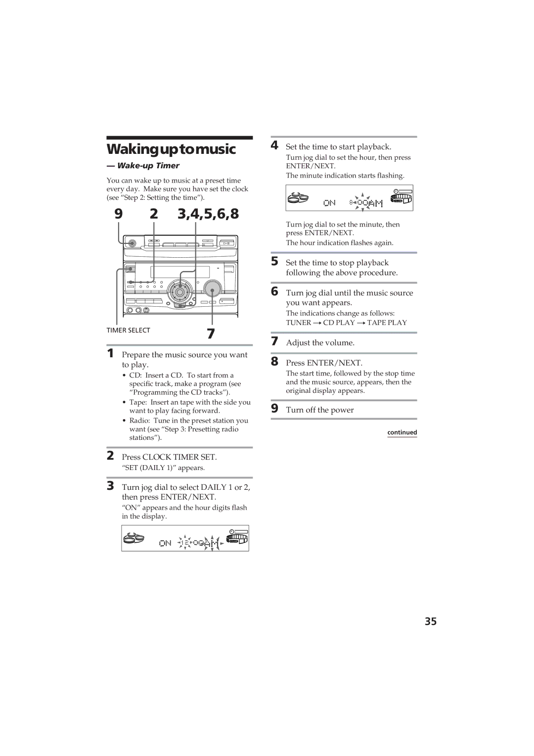 Sony MHC-D60 manual Wakinguptomusic, 3,4,5,6,8, Wake-up Timer 