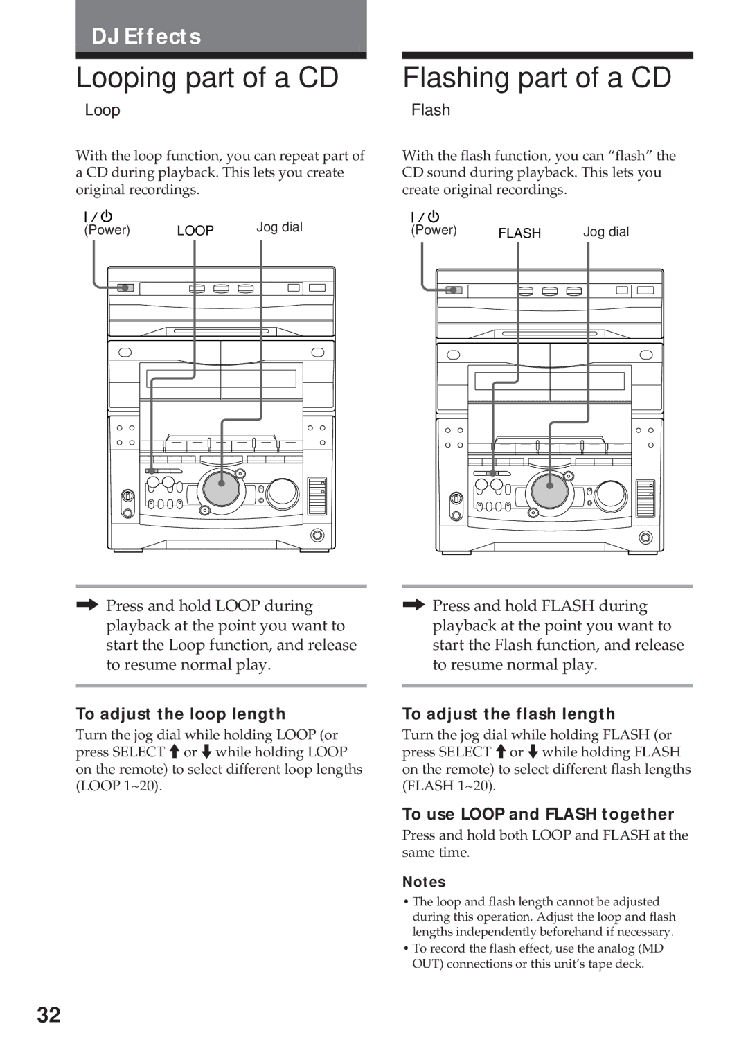 Sony MHC-GRX10AV operating instructions Looping part of a CD, Flashing part of a CD 