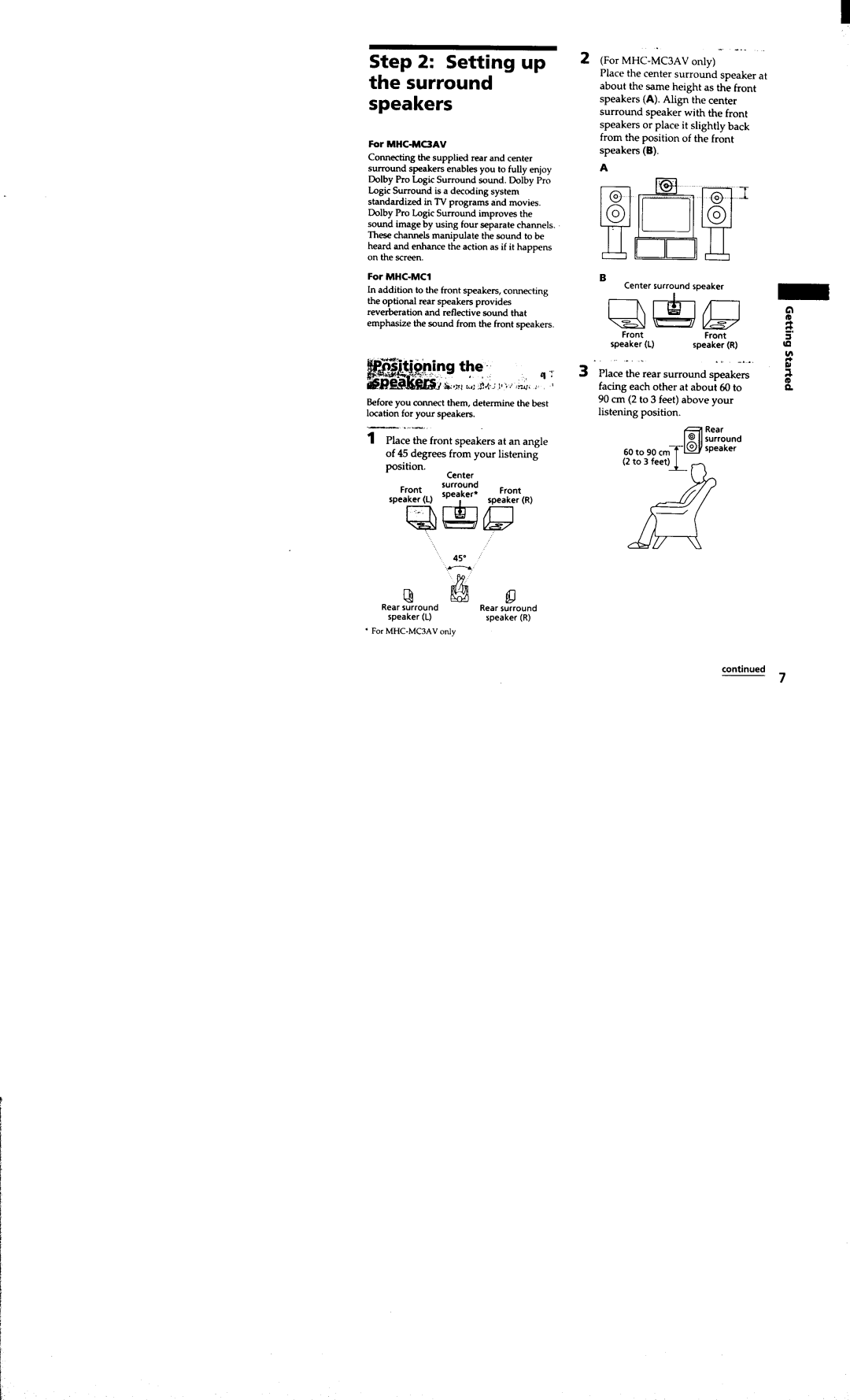 Sony MHC-MC1, MHC-MC3AV manual 