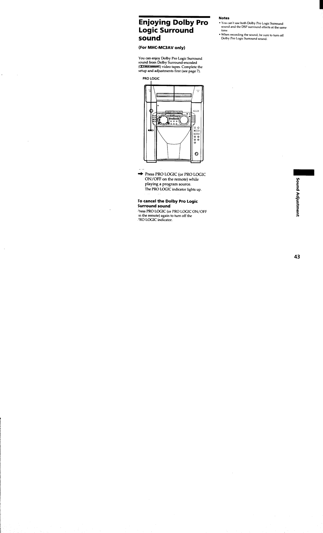 Sony MHC-MC1, MHC-MC3AV manual 