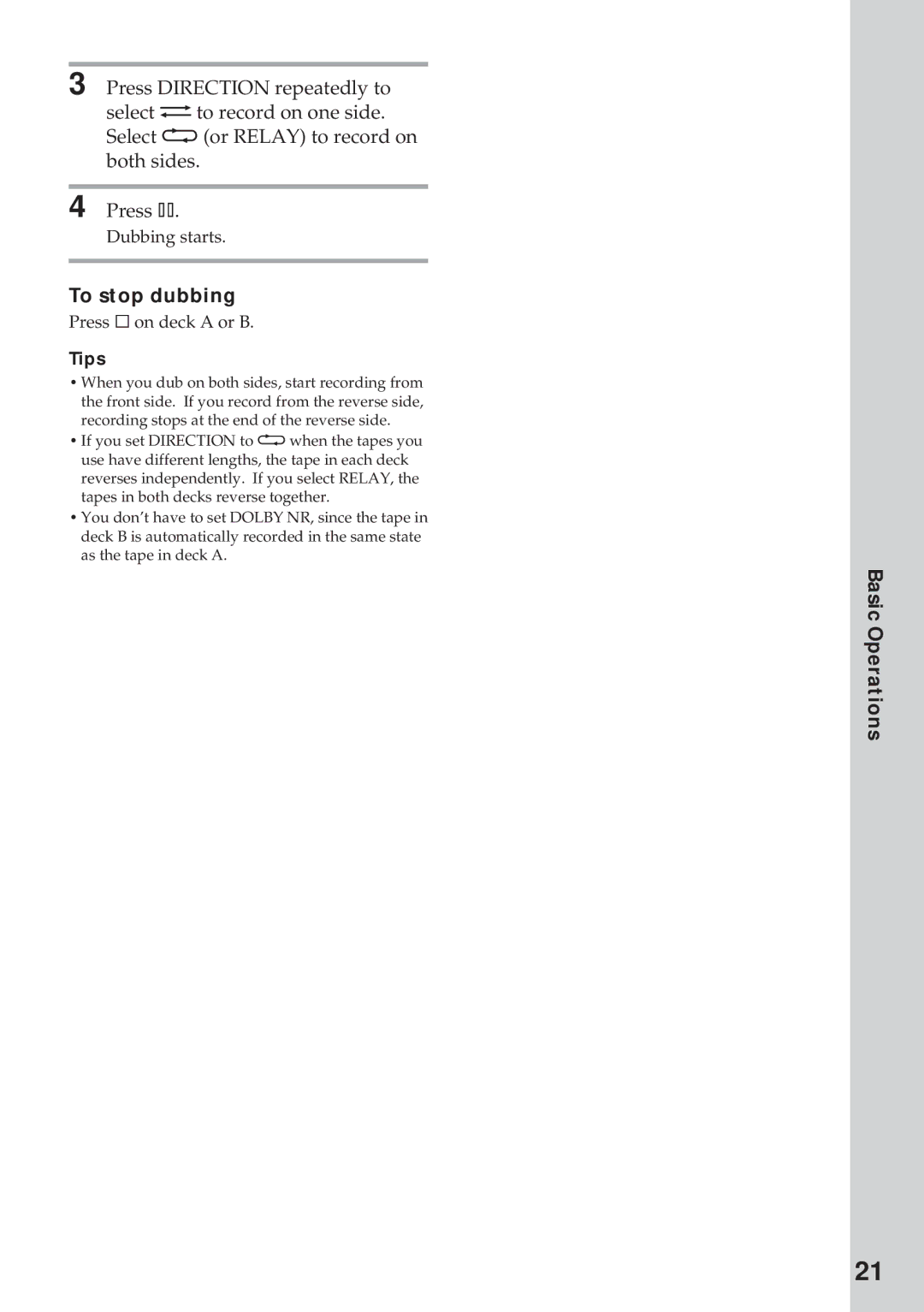 Sony MHC-RX100AV operating instructions To stop dubbing 