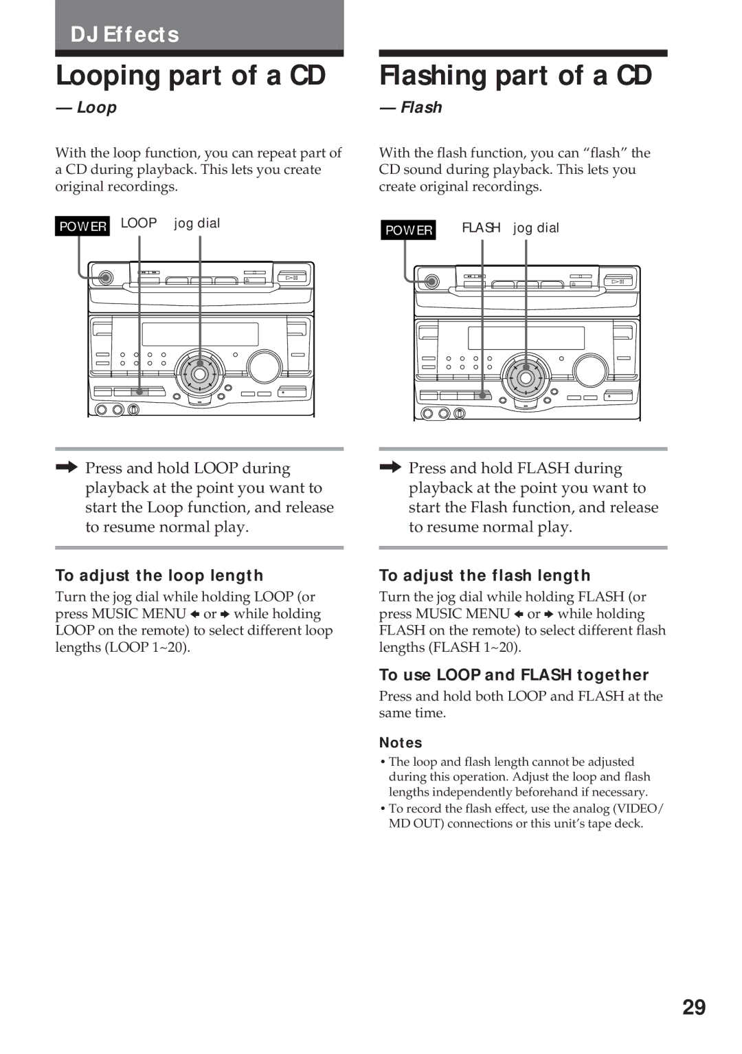 Sony MHC-RX100AV operating instructions Looping part of a CD, Flashing part of a CD 