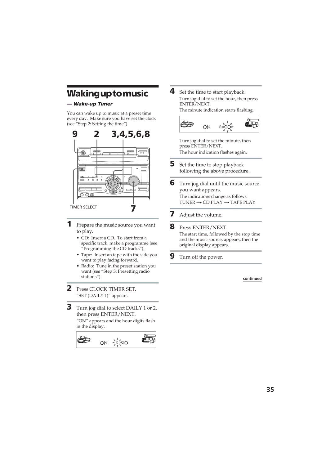 Sony MHC-RX80 manual Wakinguptomusic, 3,4,5,6,8, Wake-up Timer 