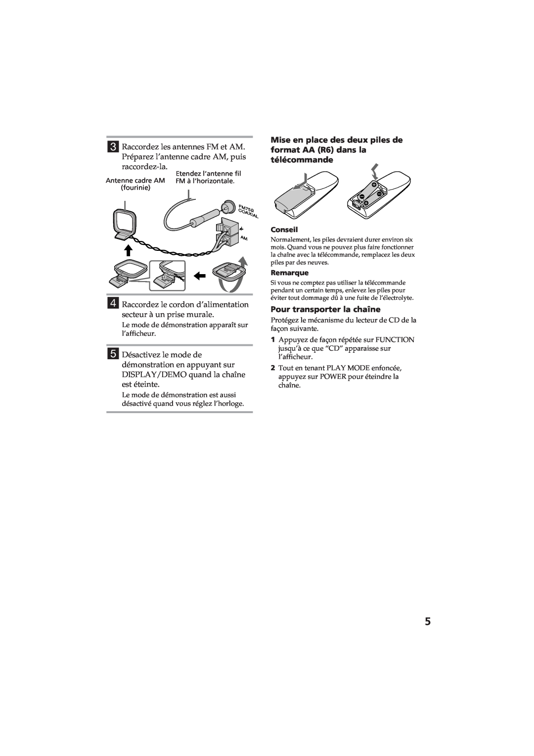 Sony MHC-RX80 manual Pour transporter la chaîne 