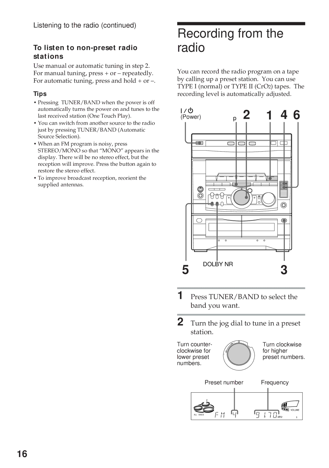 Sony MHC-RX900 manual Recording from the radio, 1 4, Listening to the radio, To listen to non-preset radio stations 