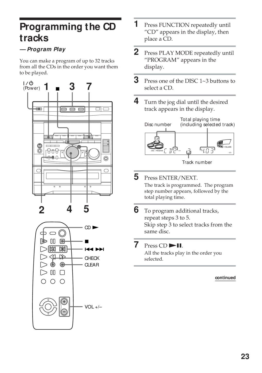 Sony MHC-RX900 manual Programming the CD tracks, Program Play 