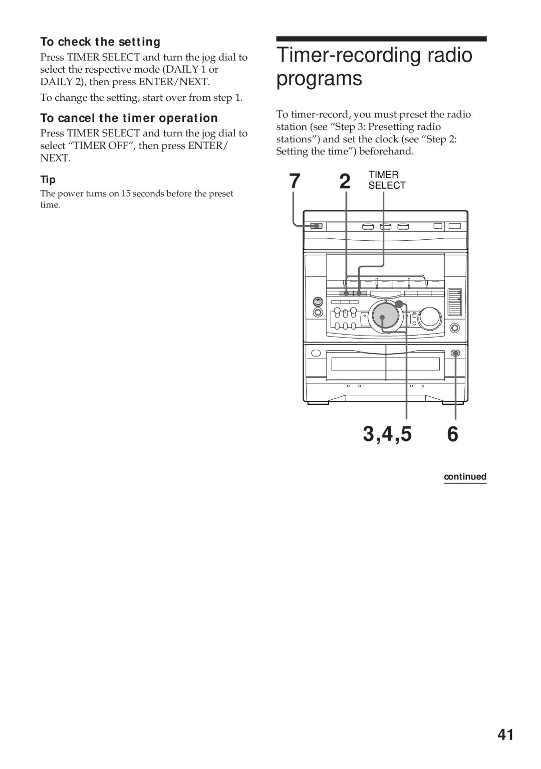 Sony MHC-RX900 manual Timer-recording radio programs, To check the setting, To cancel the timer operation 