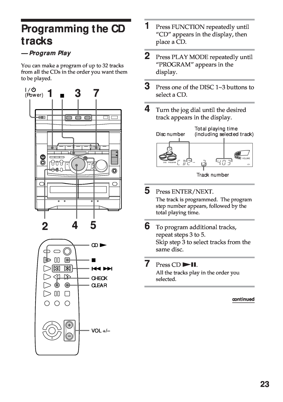 Sony MHC-RX900 manual Programming the CD tracks, Program Play 