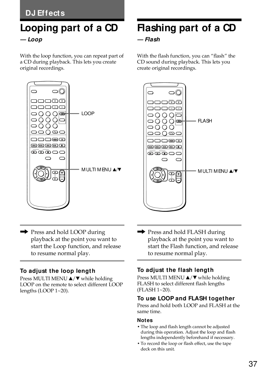 Sony MHC-VX55, MHC-VX77, MHC-VX99 operating instructions Looping part of a CD, Flashing part of a CD 