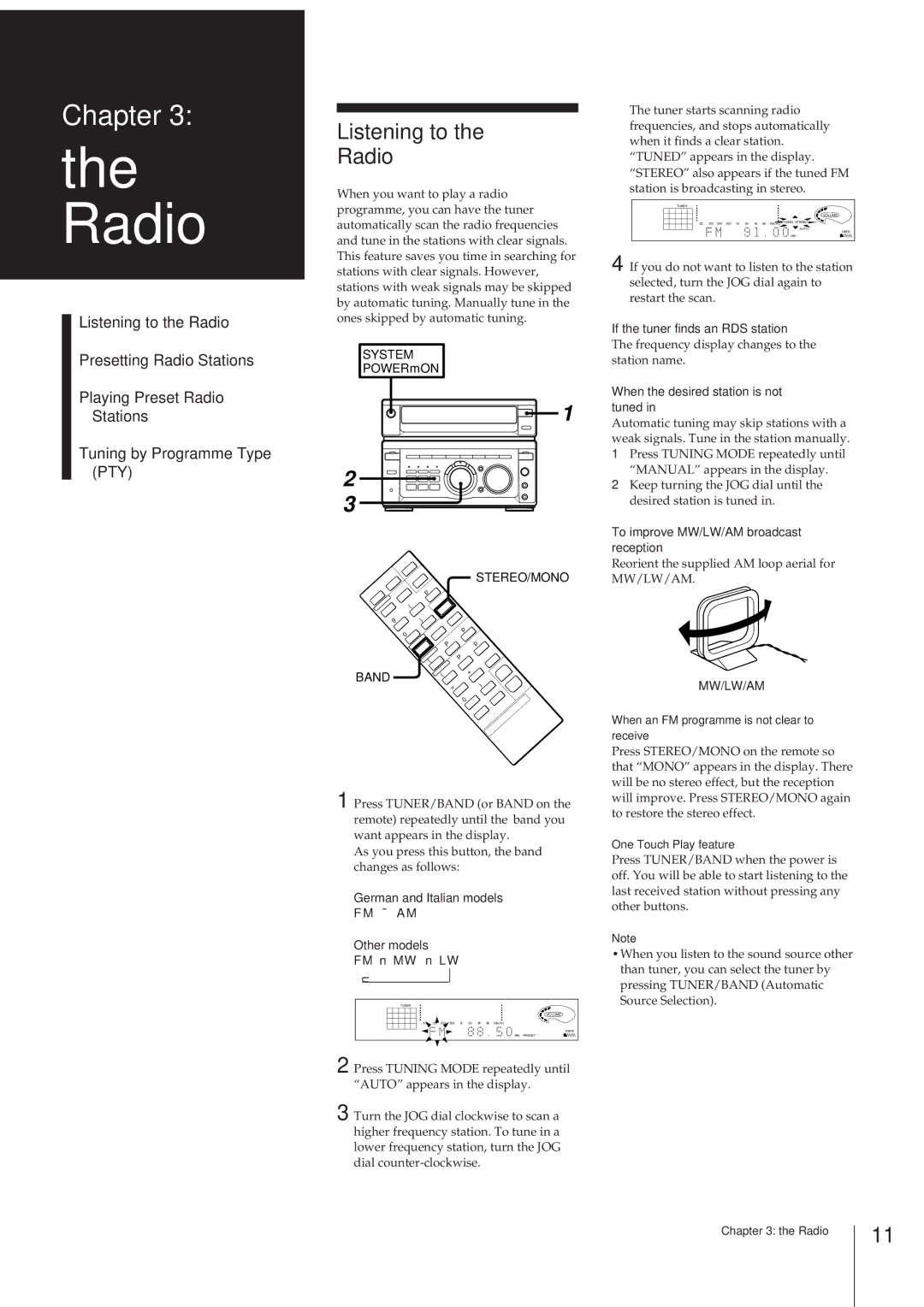 Sony MHC-W55 manual Listening to Radio 