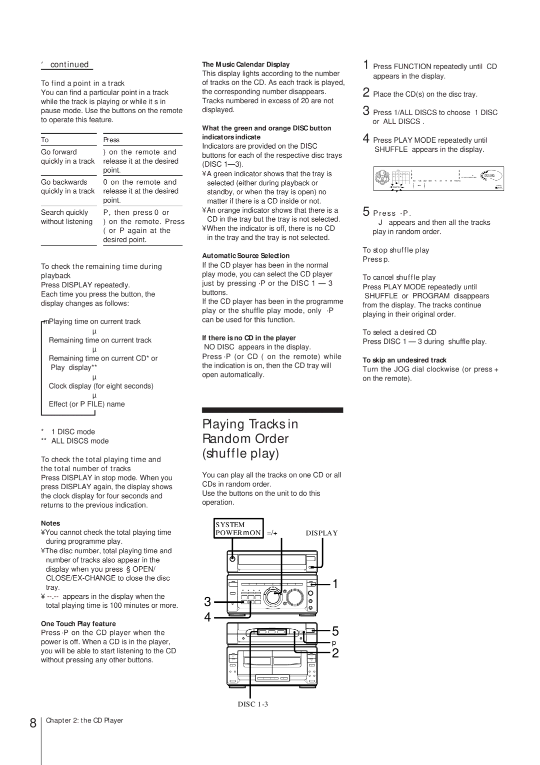 Sony MHC-W55 manual Playing Tracks in Random Order shuffle play 