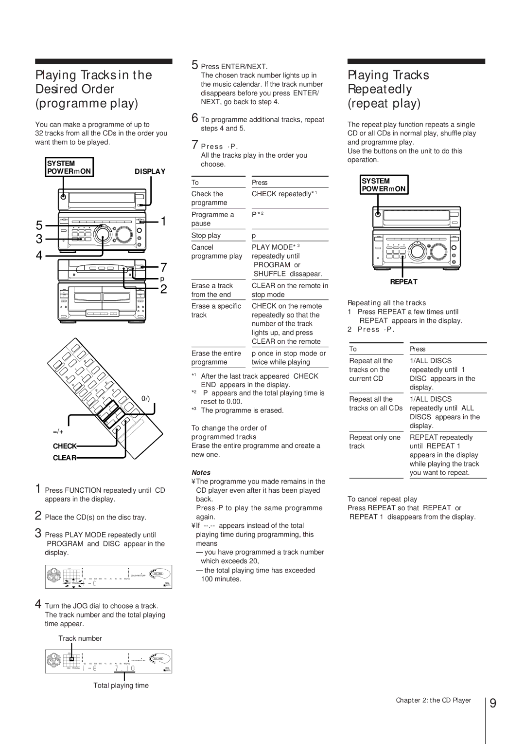 Sony MHC-W55 manual Playing Tracks in the Desired Order programme play, Playing Tracks Repeatedly repeat play 