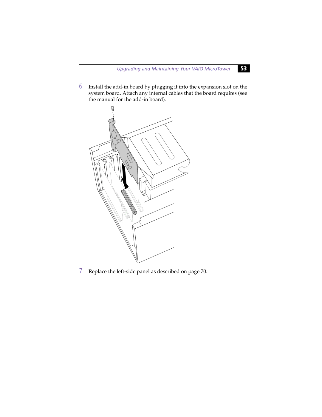 Sony manual Upgrading and Maintaining Your Vaio MicroTower 