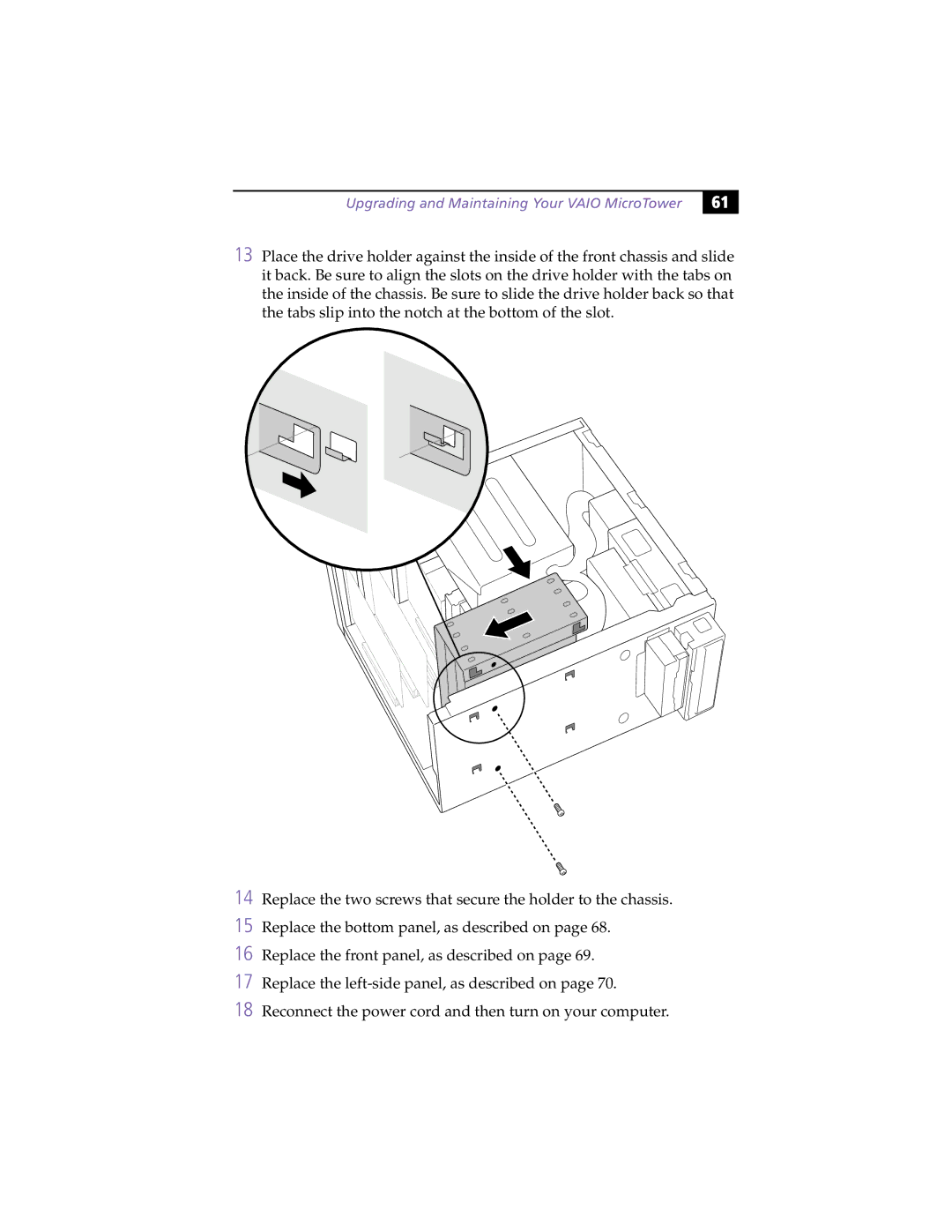 Sony manual Upgrading and Maintaining Your Vaio MicroTower 