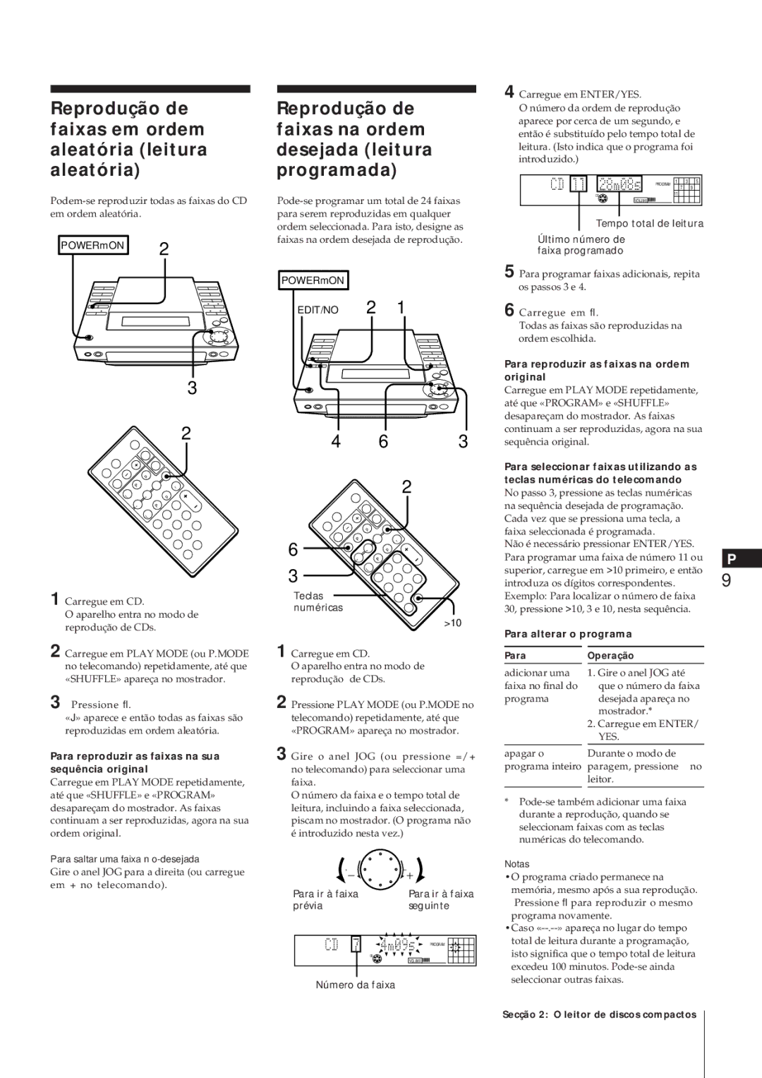 Sony MJ-L1A manual Para reproduzir as faixas na ordem original, Para reproduzir as faixas na sua sequência original 