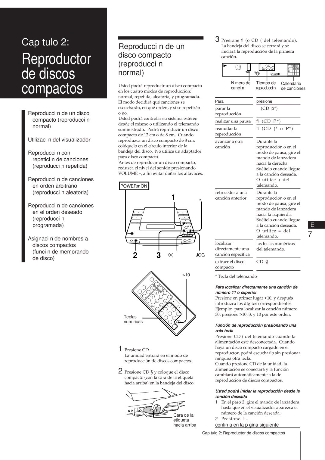 Sony MJ-L1A manual Reproducción de un disco compacto reproducción normal, Número de Tiempo de Calendario Canción 