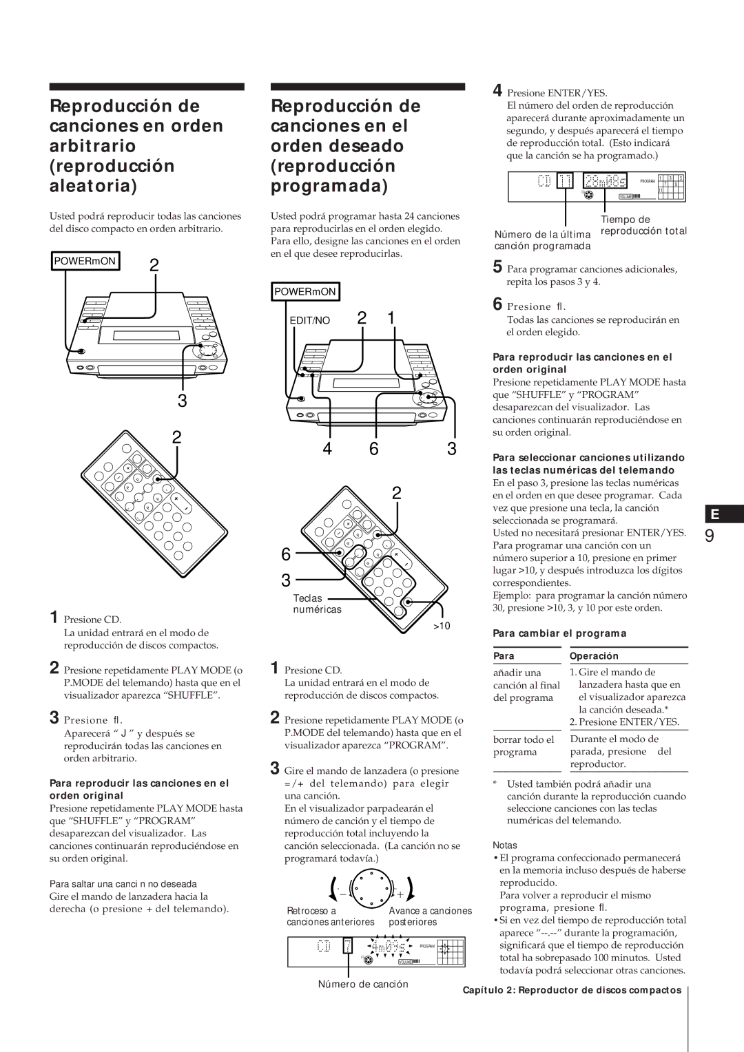 Sony MJ-L1A manual Para reproducir las canciones en el orden original, Retroceso a, Canciones anteriores Posteriores 