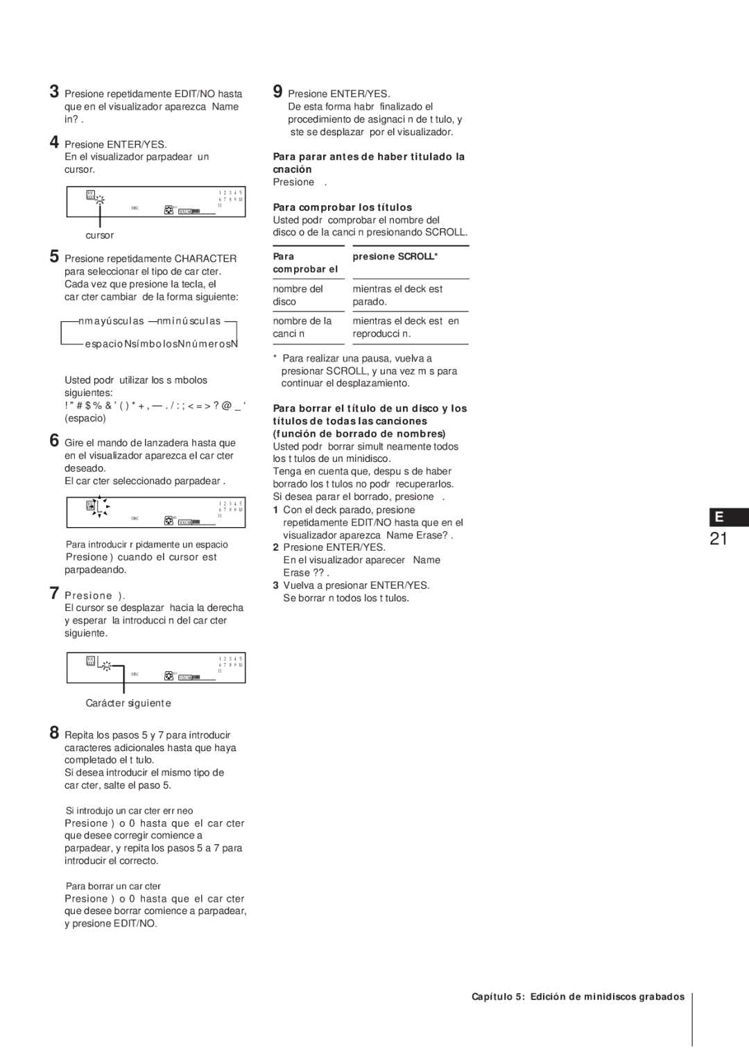 Sony MJ-L1A manual Para parar antes de haber titulado la cnación, Para comprobar los títulos 