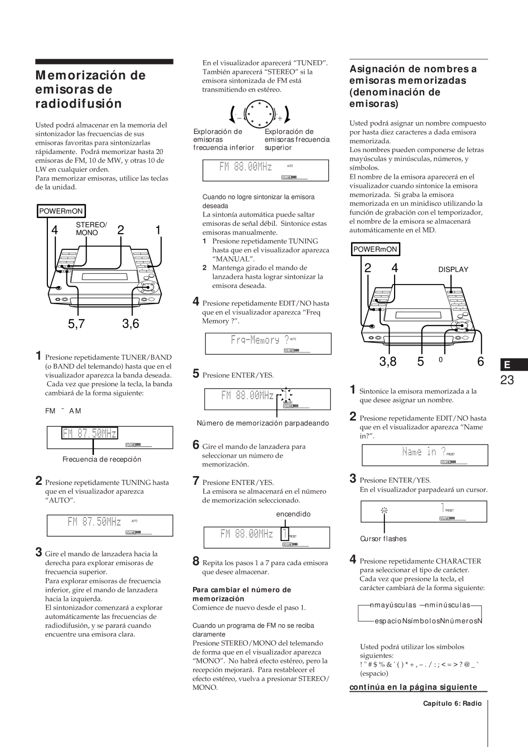 Sony MJ-L1A manual Memorización de emisoras de radiodifusión, Número de memorización parpadeando, Encendido 