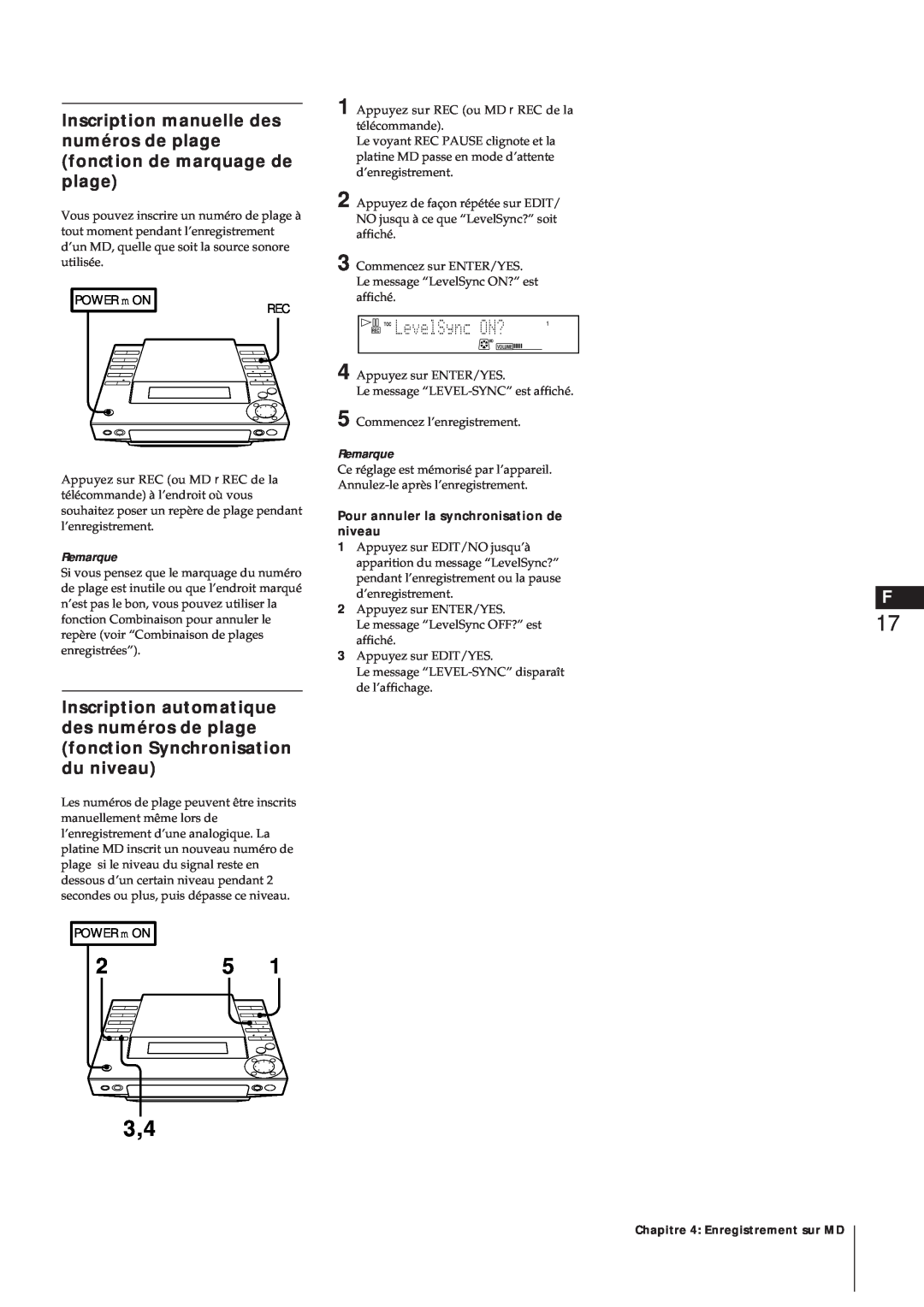 Sony MJ-L1A manual Pour annuler la synchronisation de niveau 