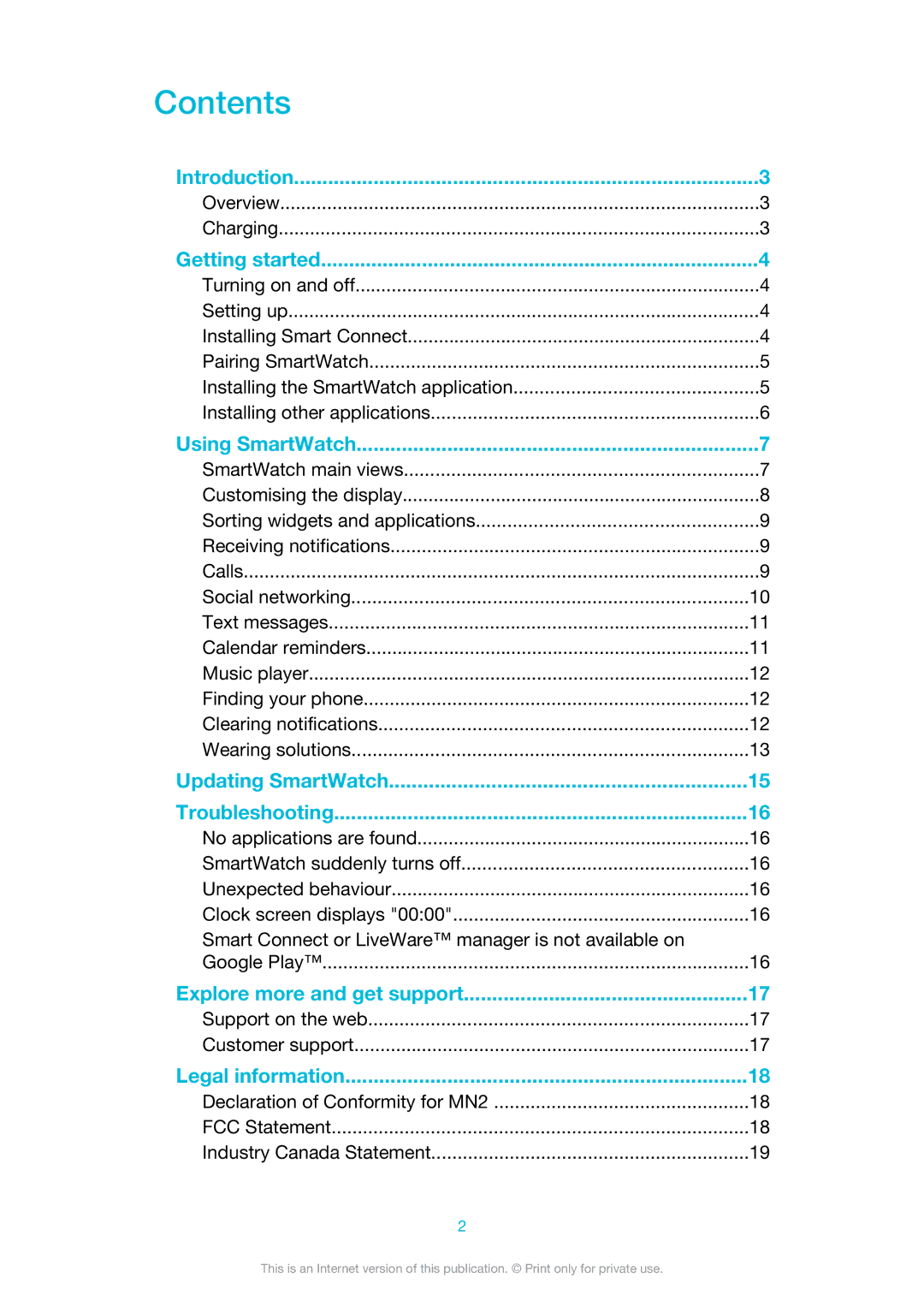 Sony MN2 manual Contents 