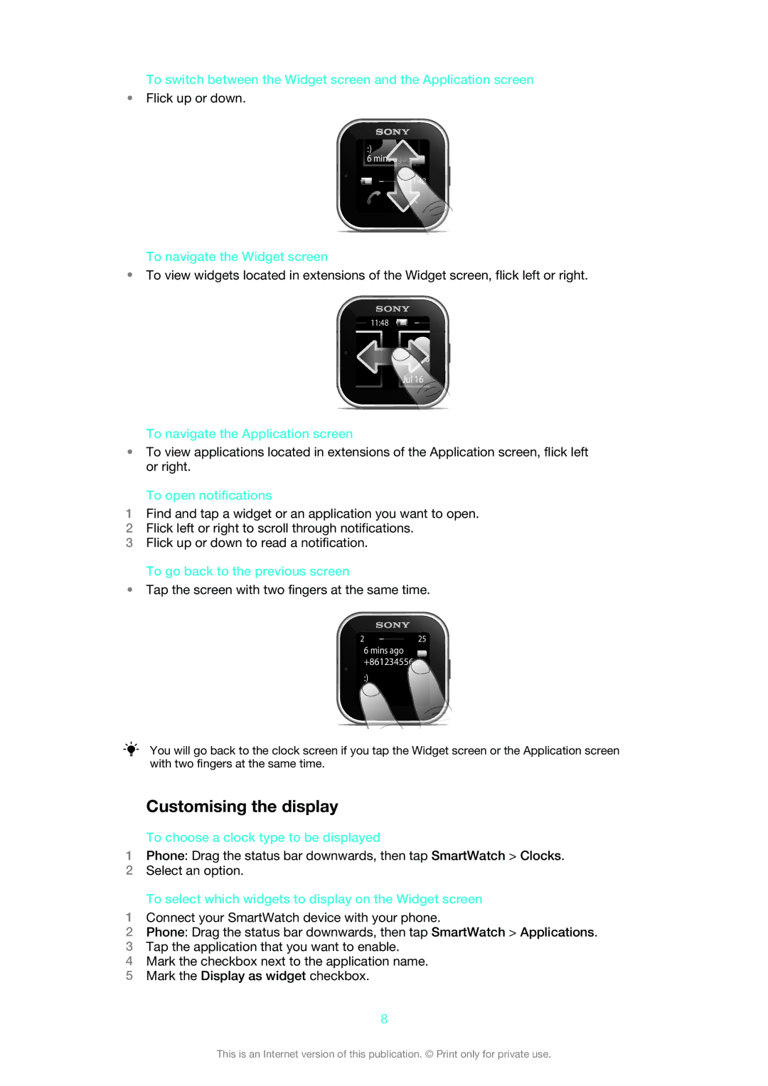 Sony MN2 manual Customising the display 